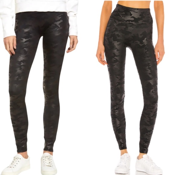 Spanx Faux Leather Camo Black Legging Size M - Picture 2 of 14